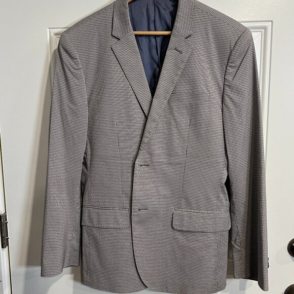 H&M Grey Check Suit Size 40R Slim Fit - Picture 1 of 6
